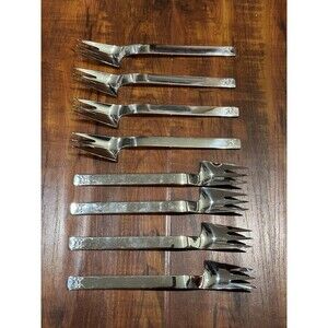 Set of (8) Vintage Midget Japan 18-8 Stainless Steel 7.25” Forks in Box